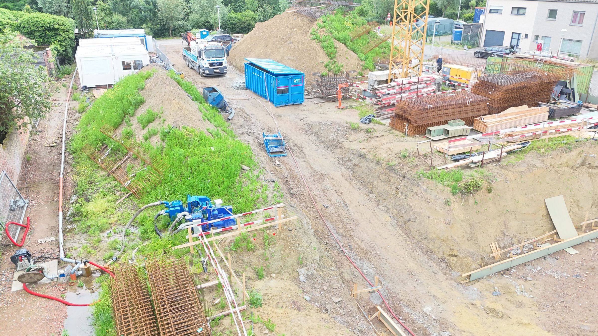 Luchtfoto van een bouwput